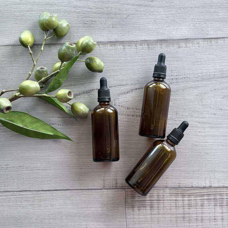 100ml Amber Glass Bottle with Black Dropper x 3