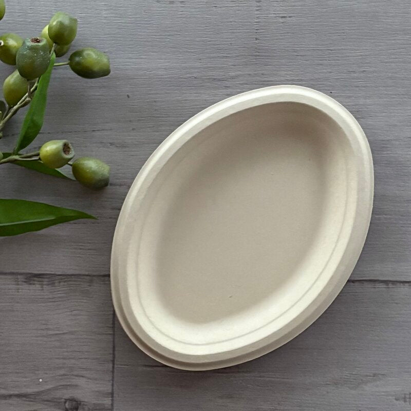 bamboo unbleached biodegradable oval plate @ centaur packaging