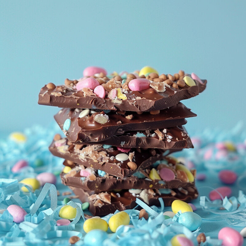 papyrus and co paper shred in pastel blue 50g with chocolate and sprinkles