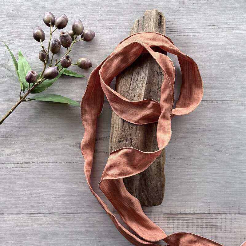 Rustic Linen Wire Edge Ribbon 60mm x 20mt - Burnt Sienna