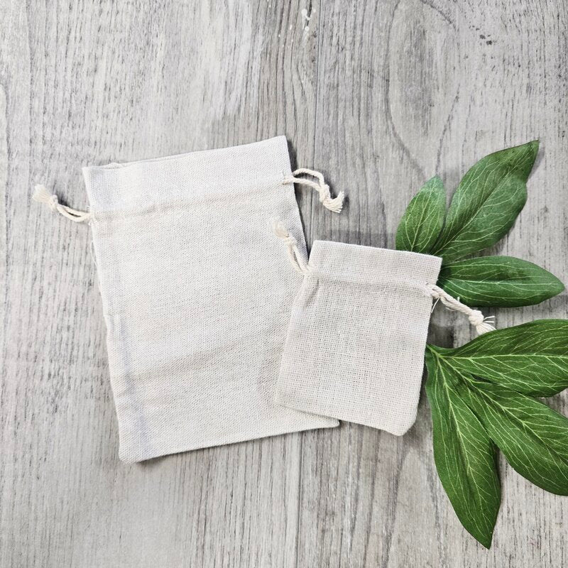 calico pouches with drawstring two sizes