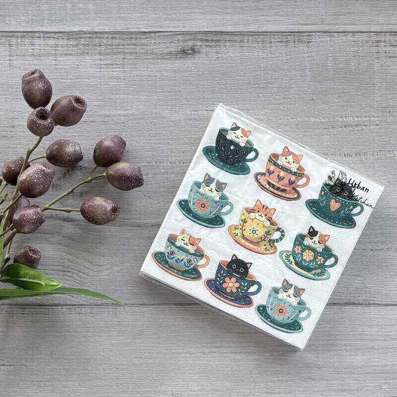 Paper Napkins - Teacup cats
