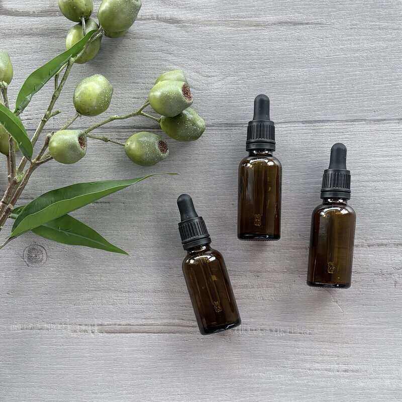 30ml Amber Thick Glass Bottle with Black Dropper DROPPERS IN