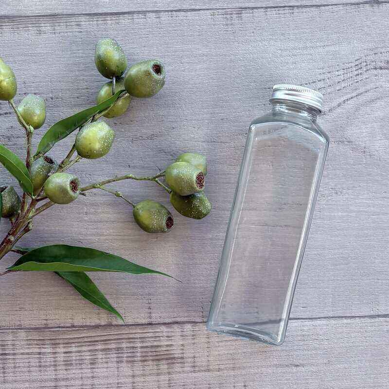 500ml Square Glass Liquid Bottle with Aluminum Lid single bottle