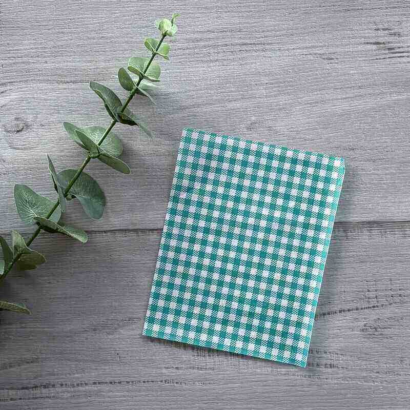 green gingham check greaseproof paper 190mm x 150mm sheets 400pk