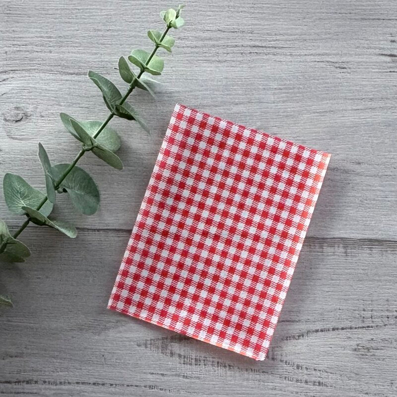 red gingham check greaseproof paper 190mm x 150mm sheets 400pk