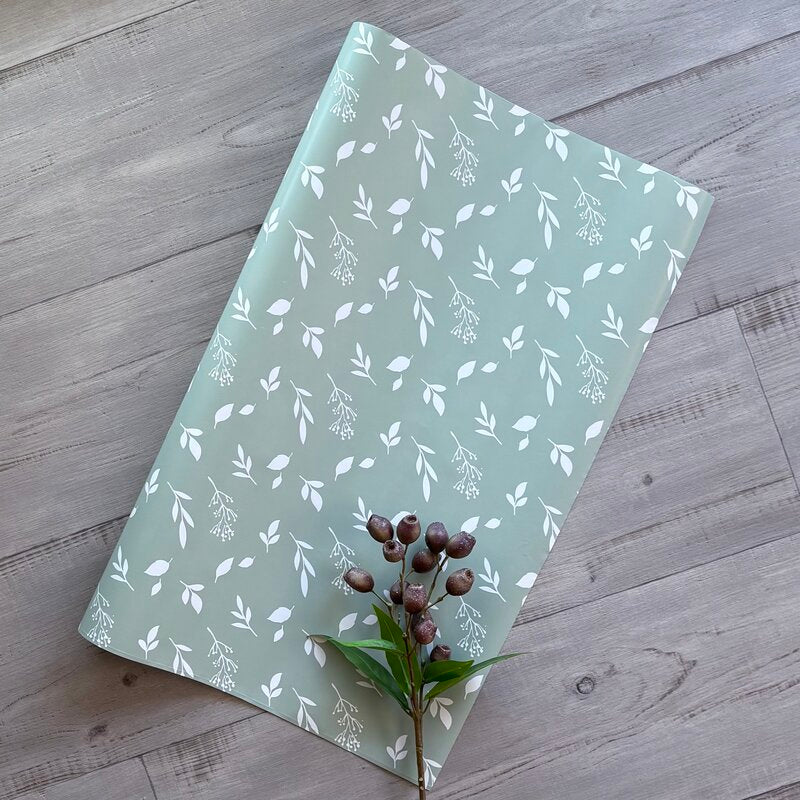 leaf spray sage wrapping paper counter roll 70cm x 25mt