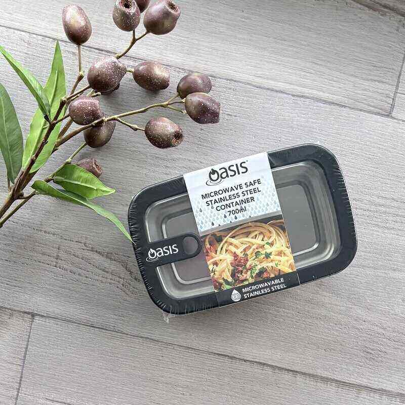 Oasis Microwave Safe Rectangular s/s Container 700ml - Black