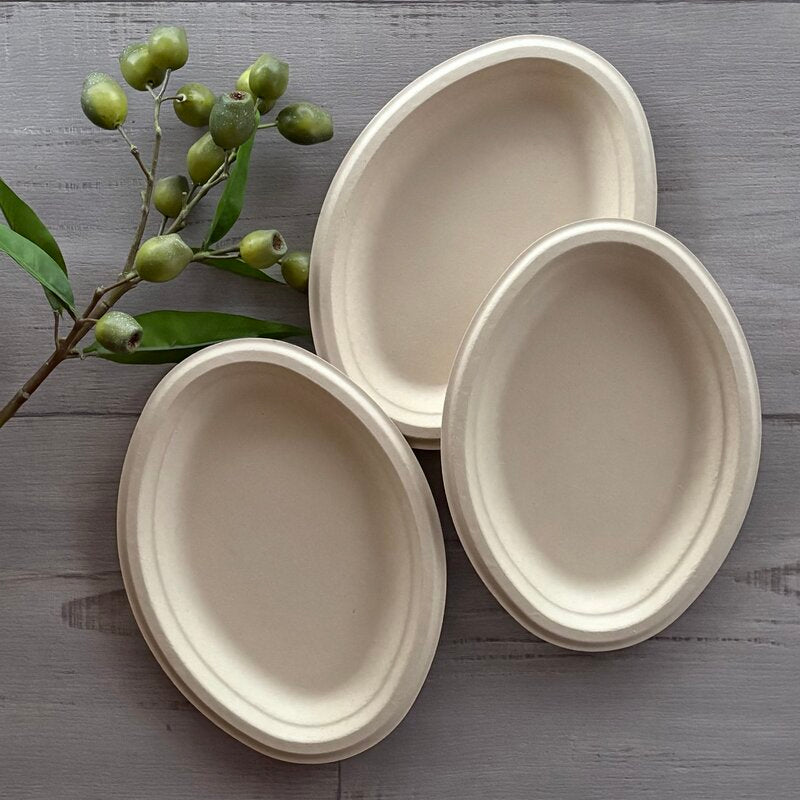 bamboo unbleached biodegradable oval plate x 3 @ centaur packaging