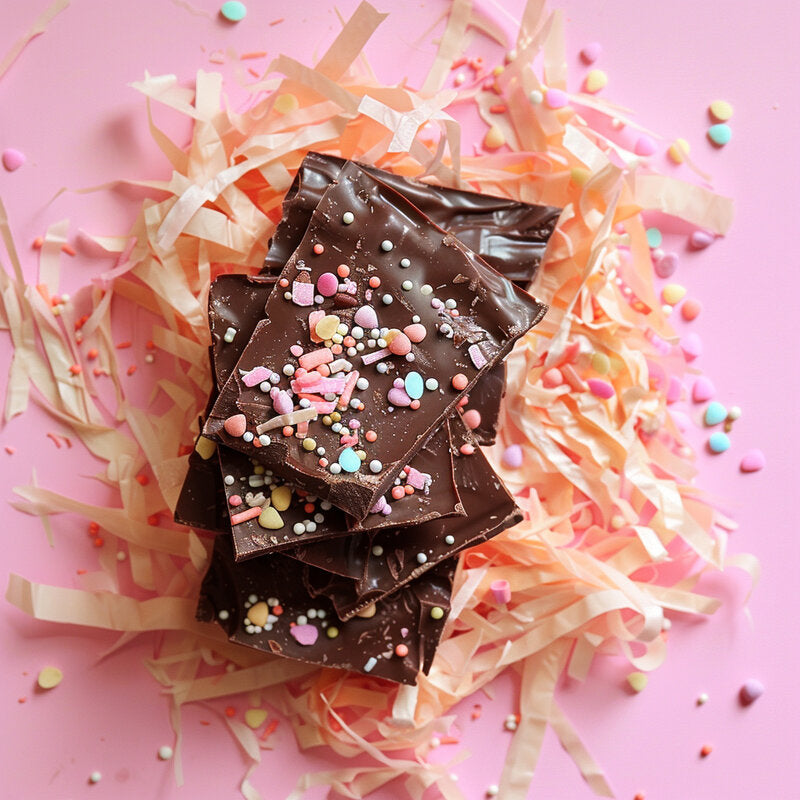 papyrus and co pink peach shred bag 50g with chocolate and sprinkles