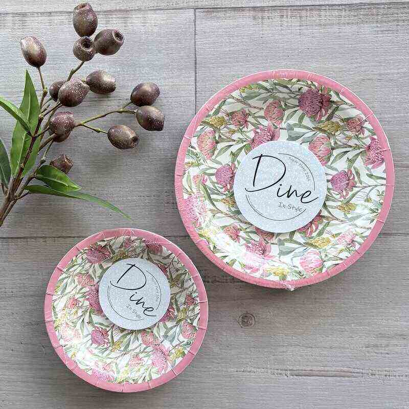 Paper Plate Small and large 20pk - Pink Waratah