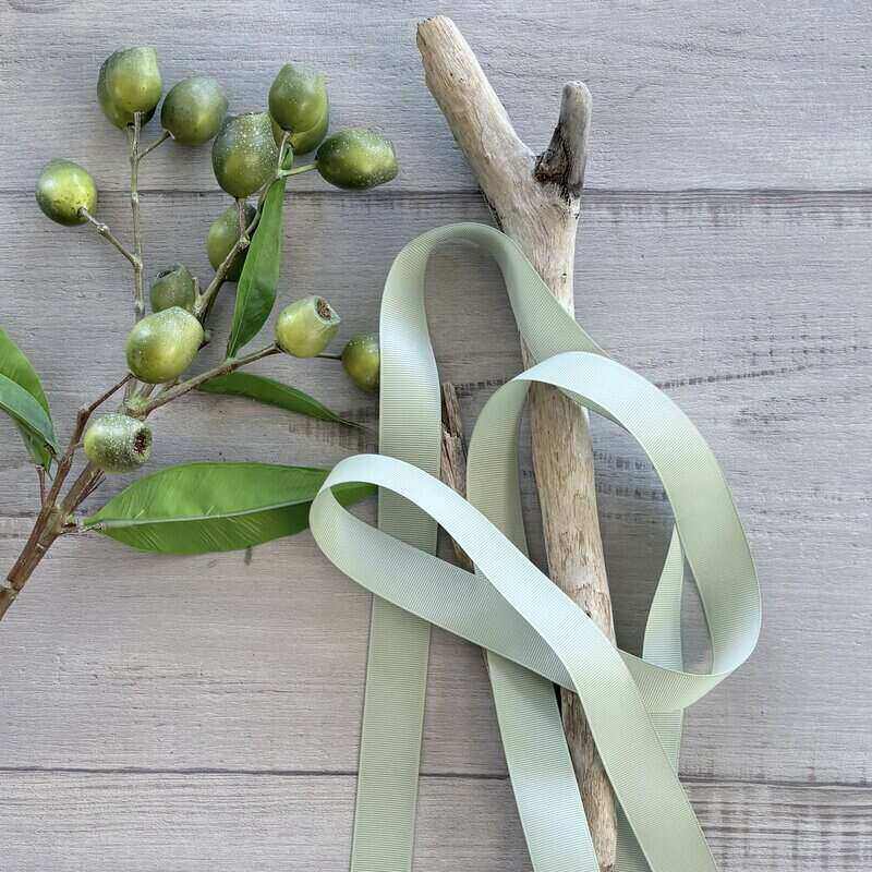 Ribbon Plain Grosgrain 25mm x 30m - Sage