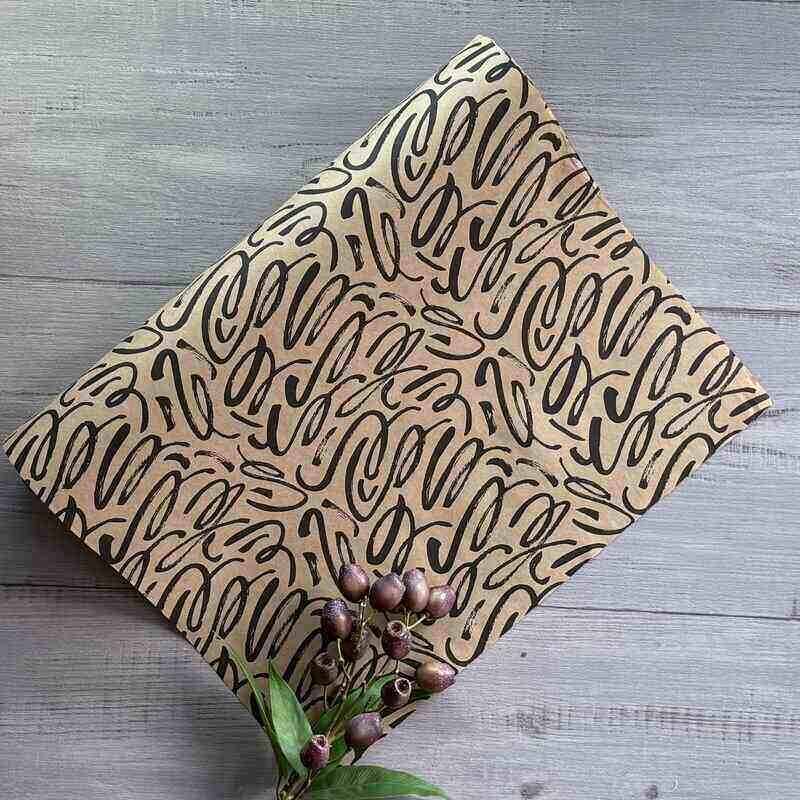Wrapping Paper - Scribbles @ centaur packaging kraft with black scribbles 49mm x 50mt