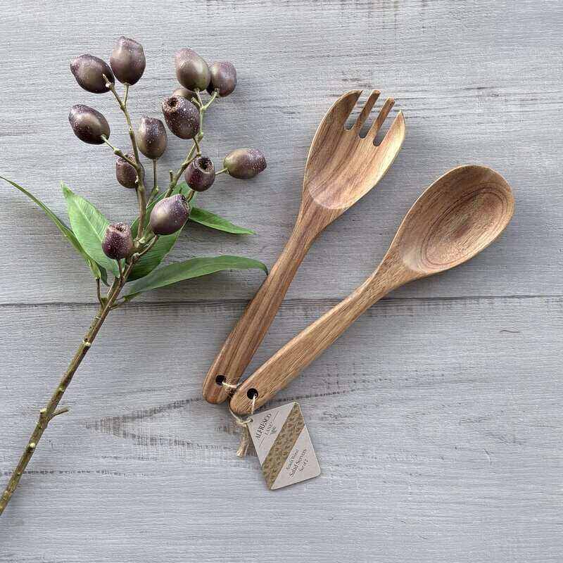 Acacia Wood Salad Server Set 2