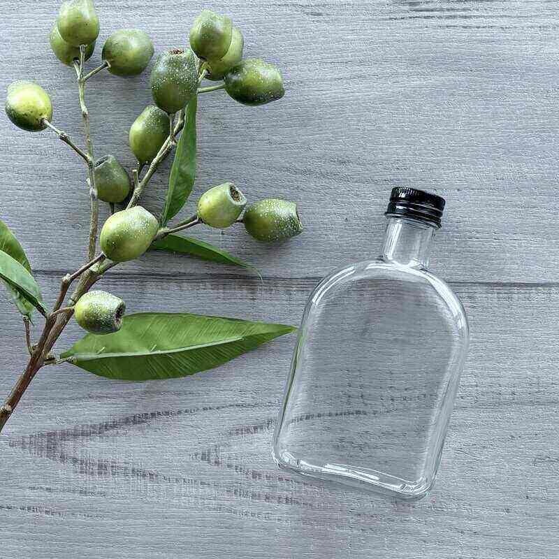 330ml Glass Flask with Black Lid single bottle
