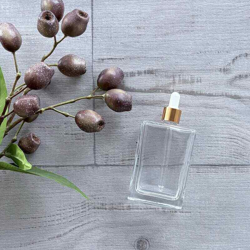 100ml Square Glass Bottle with Gold Dropper
