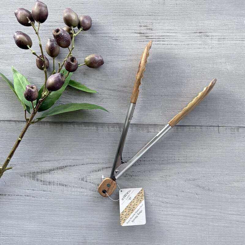 Acacia Wood & Stainless Steel Tongs