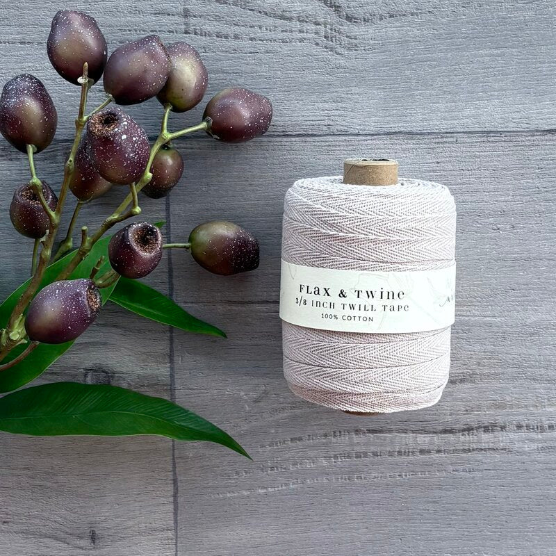 100% cotton twill tape by flax & twine 3/8 inch mushroom centaur packaging