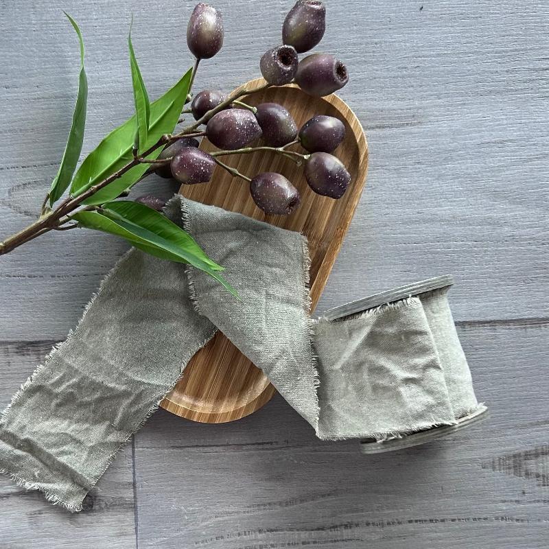 80mm calico ribbon on wooden spool sand 5mt