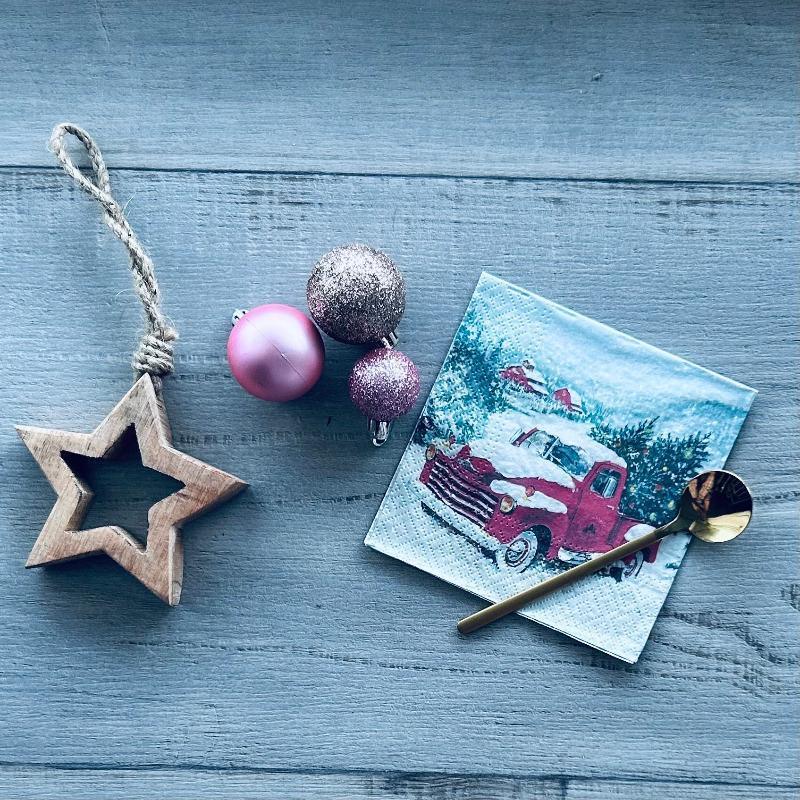 red snow truck cocktail napkins