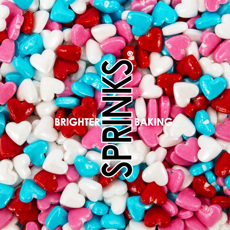 sprinks dont go breaking my heart sprinkles pink, red, blue and white heart shape- centaur packaging