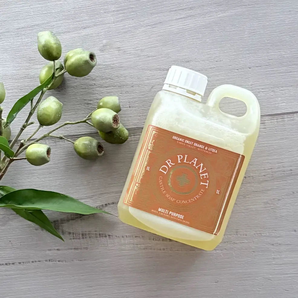 Dr Planet Organic Castile Soap Concentrate 1 Litre - Sweet Orange & Litsea @centaur packaging