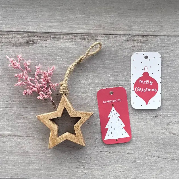 Tree & Bauble Gift Tag - Red, White & Gold pk 20