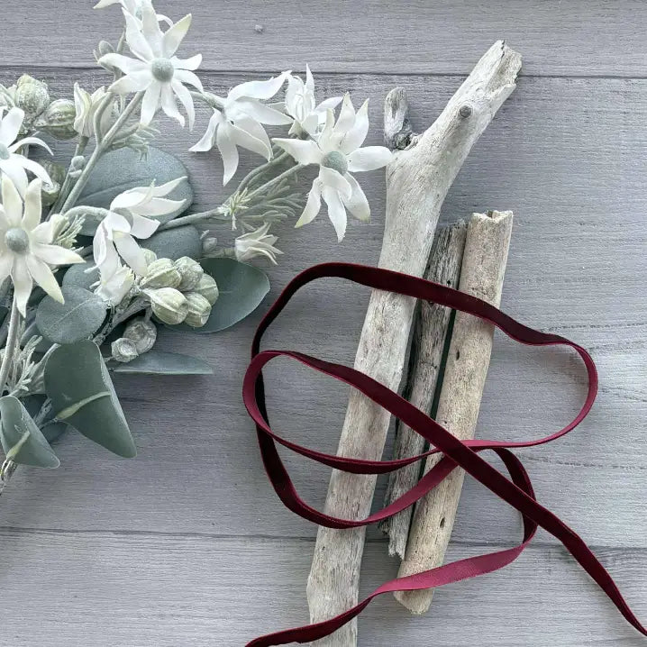 Premium Plush Velvet Ribbon Dark Red 10mm x 20mt