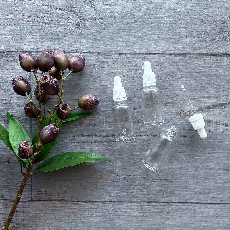 30ml Clear Thick Glass Bottle with tamper evident White Dropper centaur packaging