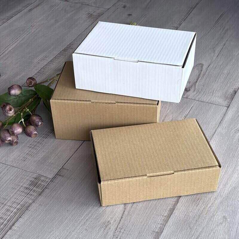 white mailing box small cardboad box closed