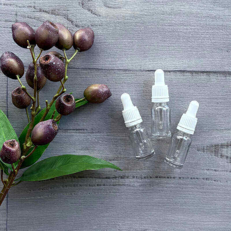 10ml Clear Thick Glass Bottle with White Dropper x 3