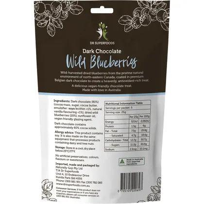 Wild Blueberries Dark Chocolate 125g - centaur packaging