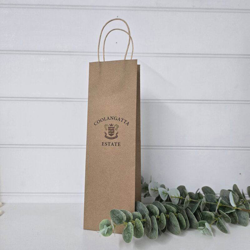 custom printed single kraft wine bag with twisted handles
