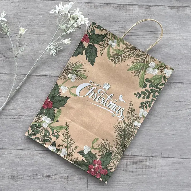 Gift Bag Extra Large - Merry Christmas Holly