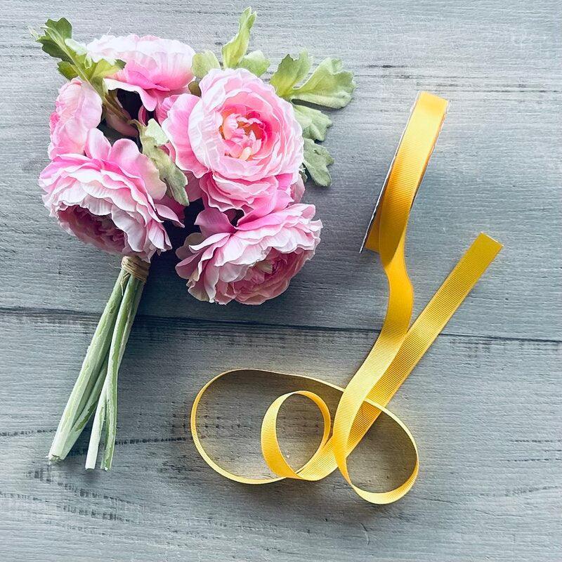yellow grosgrain ribbon 20mt roll. 1.5cm width
