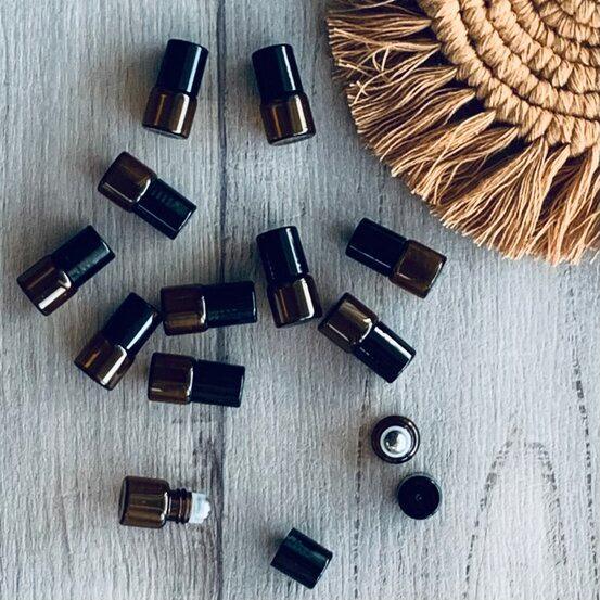 1ml Amber Glass Bottle With Roller -Pack 12 - centaur packaging