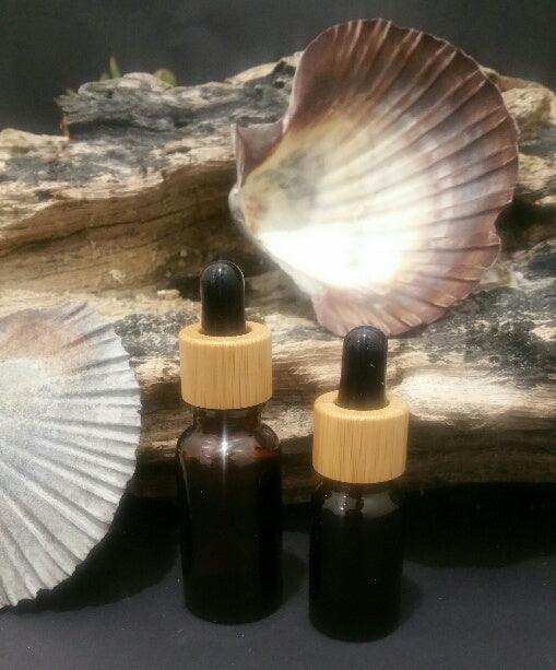 20ml Amber Glass Bottle with Bamboo Dropper - Black - centaur packaging