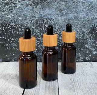 20ml Amber Glass Bottle with Bamboo Dropper - Black - centaur packaging