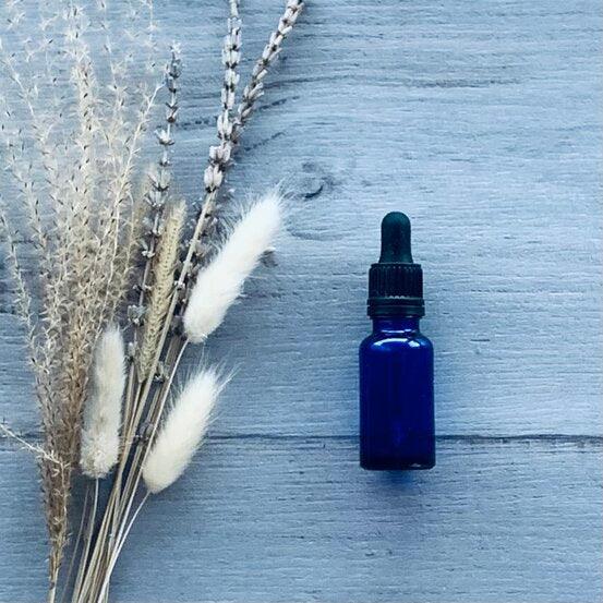 20ml Blue Glass Bottle with Black Dropper - centaur packaging