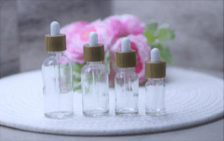 20ml Clear Glass Bottle with Bamboo Dropper - White - centaur packaging