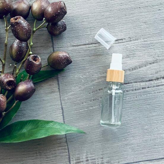 30ml Clear Glass Bottle with Bamboo Mister - centaur packaging