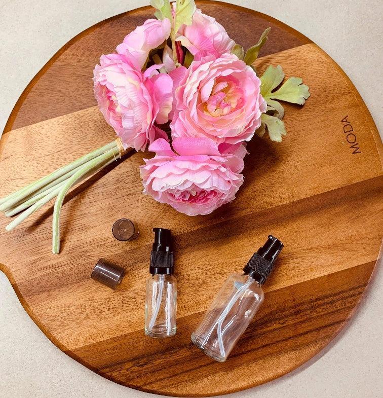 30ml Clear Glass Bottle with Black Serum Pump - centaur packaging