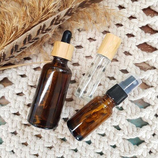 50ml Amber Glass Bottle with Bamboo Dropper - Black - centaur packaging