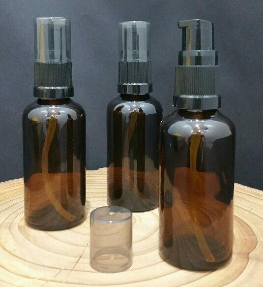 50ml Amber Glass Bottle with Black Serum Pump - centaur packaging