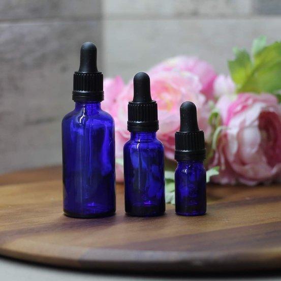 50ml Blue Glass Bottle with Black Dropper - centaur packaging