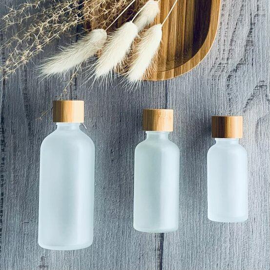 50ml Frosted Glass Bottle with Bamboo Lid and Dripolator - centaur packaging