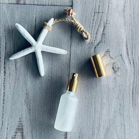 50ml Frosted Glass Bottle with Gold Mister - centaur packaging