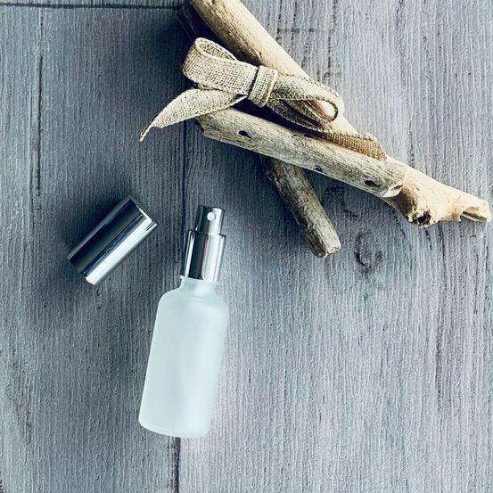 50ml Frosted Glass Bottle with Silver Mister - centaur packaging