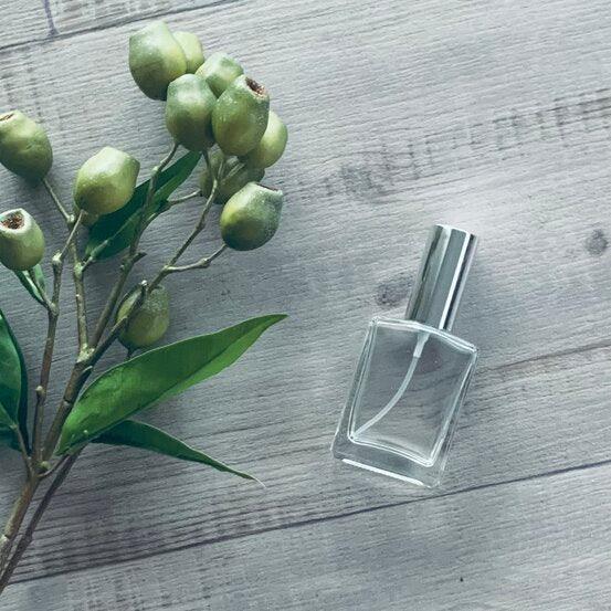 50ml Square Glass Bottle with Silver Perfume Mister - centaur packaging