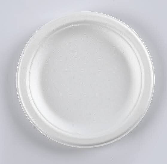 Bio-Degradable 6.75" Round Bagasse Pulp Plate-Pack 125 - centaur packaging